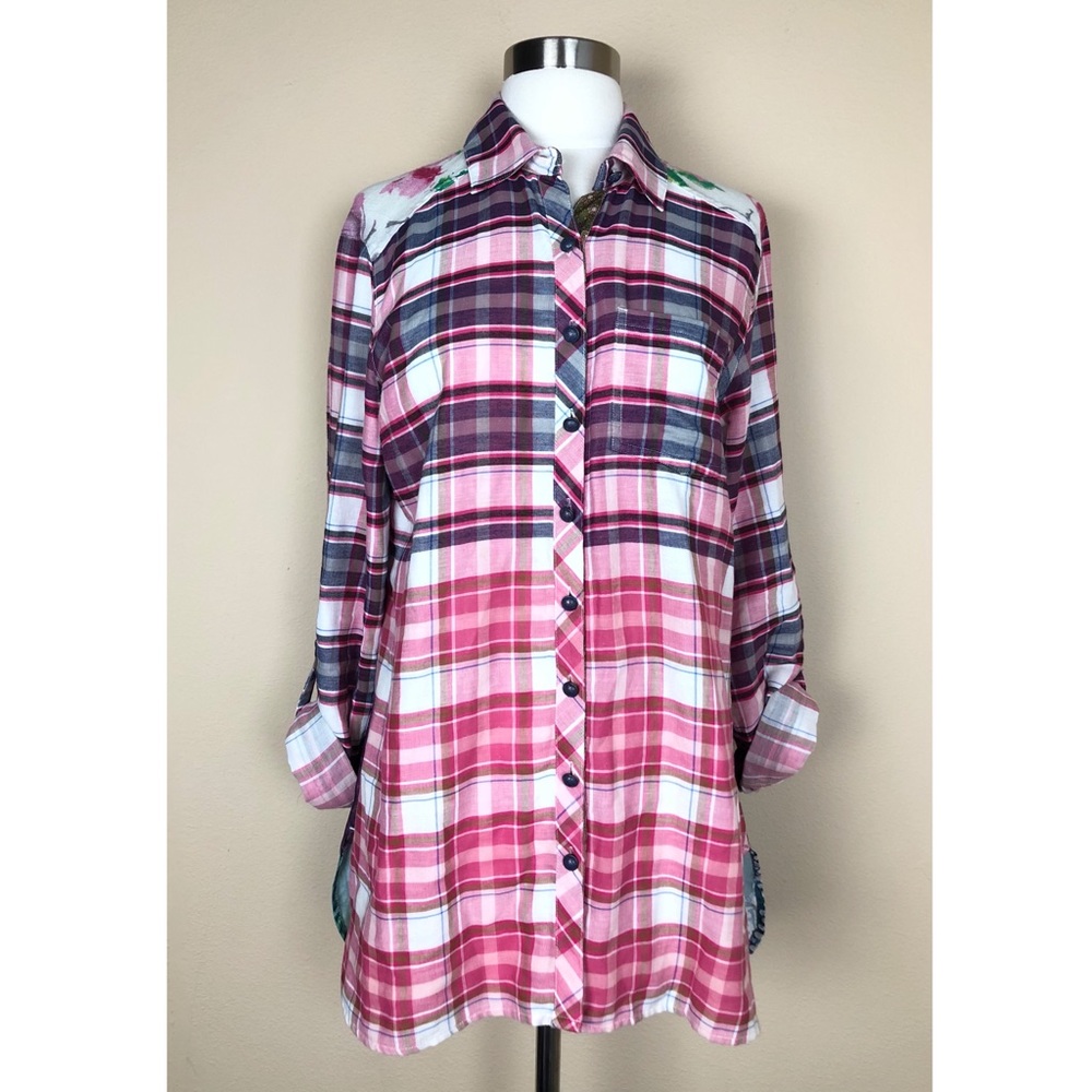 John Mark Plaid Button Down Tunic - image 1